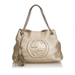 Gucci Metallic Gold Leather Shoulder Bag -authentic and rare